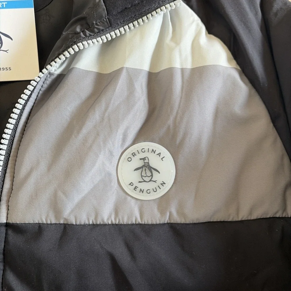 Original Penguin Golf Jacket Insulated Stripe Colorblock Black Medium Nwt